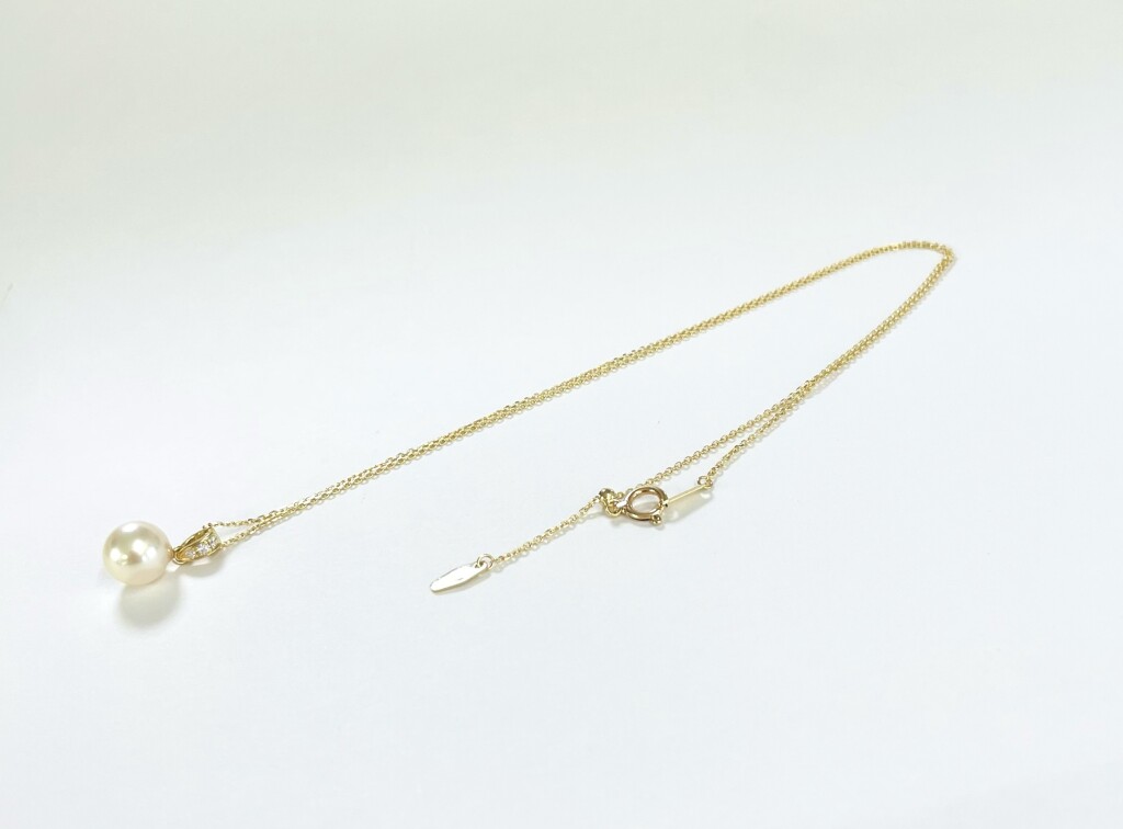 K18ダイヤモンド入りパールネックレス