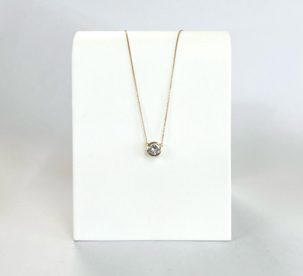 K18PGダイヤモンド覆輪留めネックレス