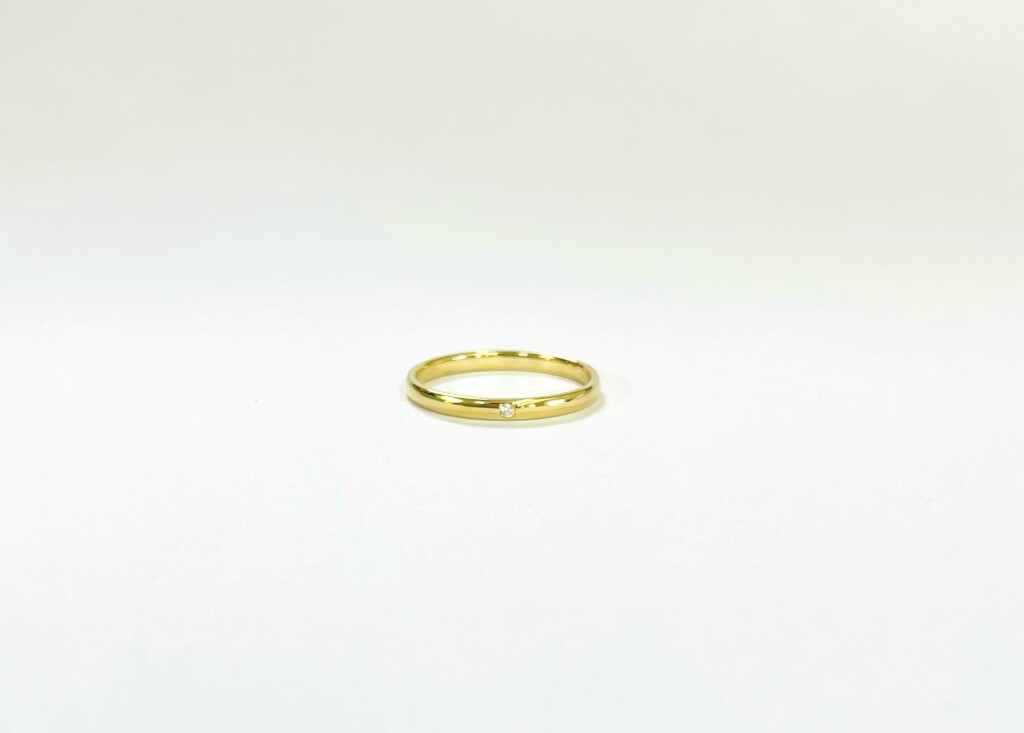 K18ダイヤモンド入り甲丸リング